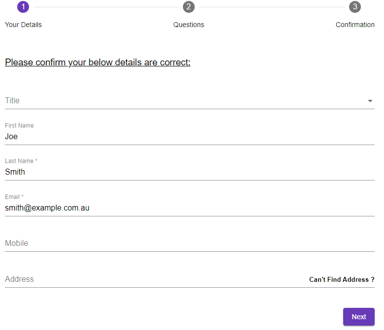 ContactDetailsQuestionnaire