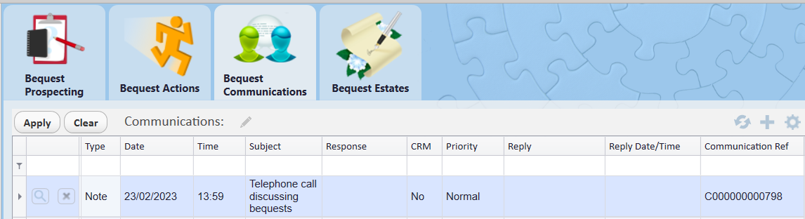 CreatedCommunicationBequest