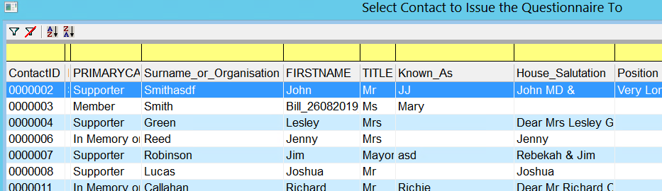 IssueQuestionnaireToContact