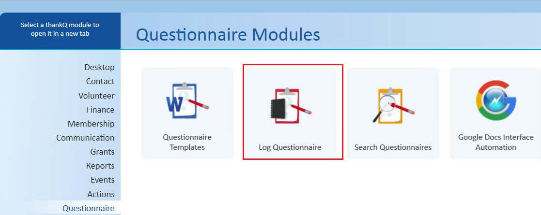 LogQuestionnaire