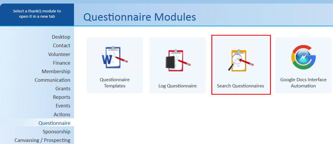 SearchQuestionaires