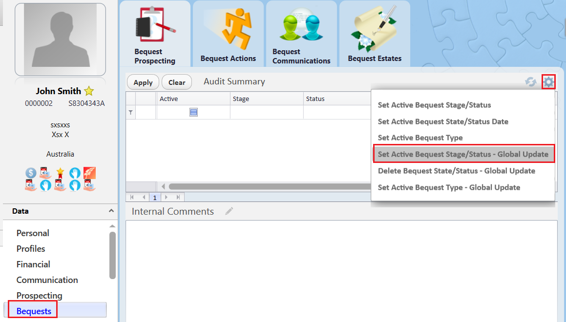 SetActiveBequestStageStatusGlobalUpdate