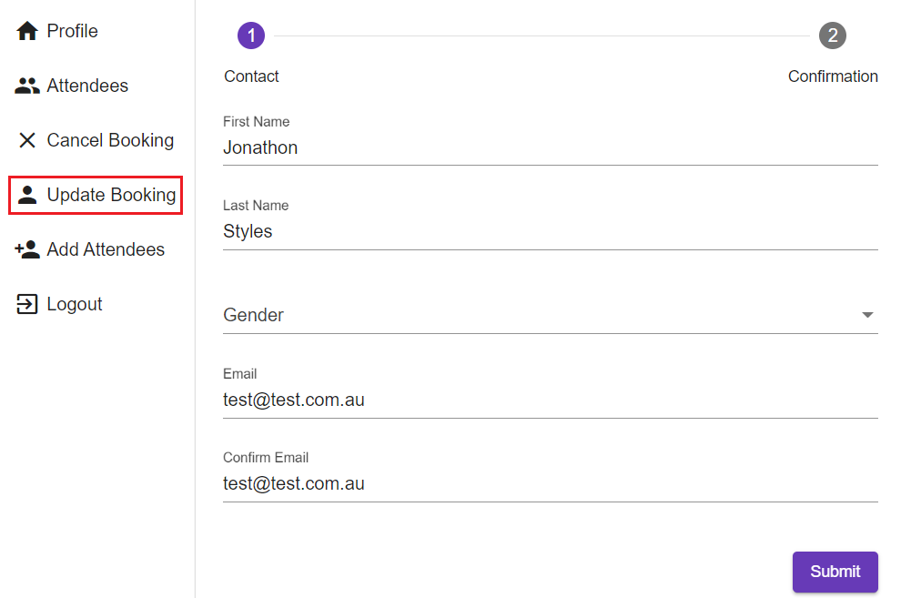 UpdateBookingEventPortal