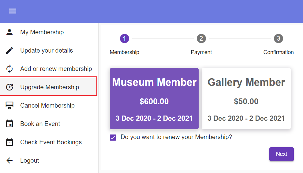 UpgradeMembershipPortal